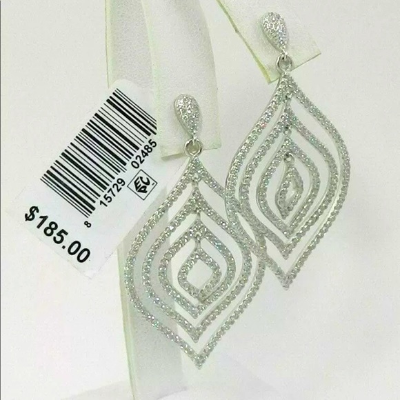 TIARA STERLING SILVER AND CUBIC ZIRCONIA ORBITAL DROP EARRINGS - Picture 3 of 4